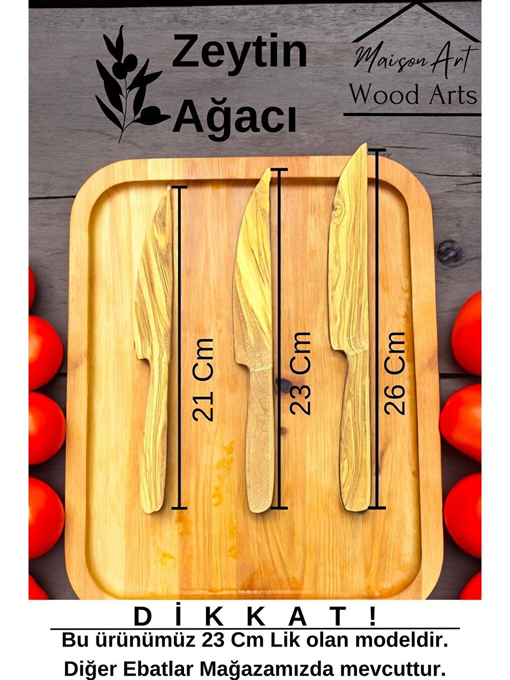 Kahverengi Zeytin Ağacı Bıçak | 23 Cm El Yapımı Ahşap Bıçak Doğal Ağaç Bıçak-2