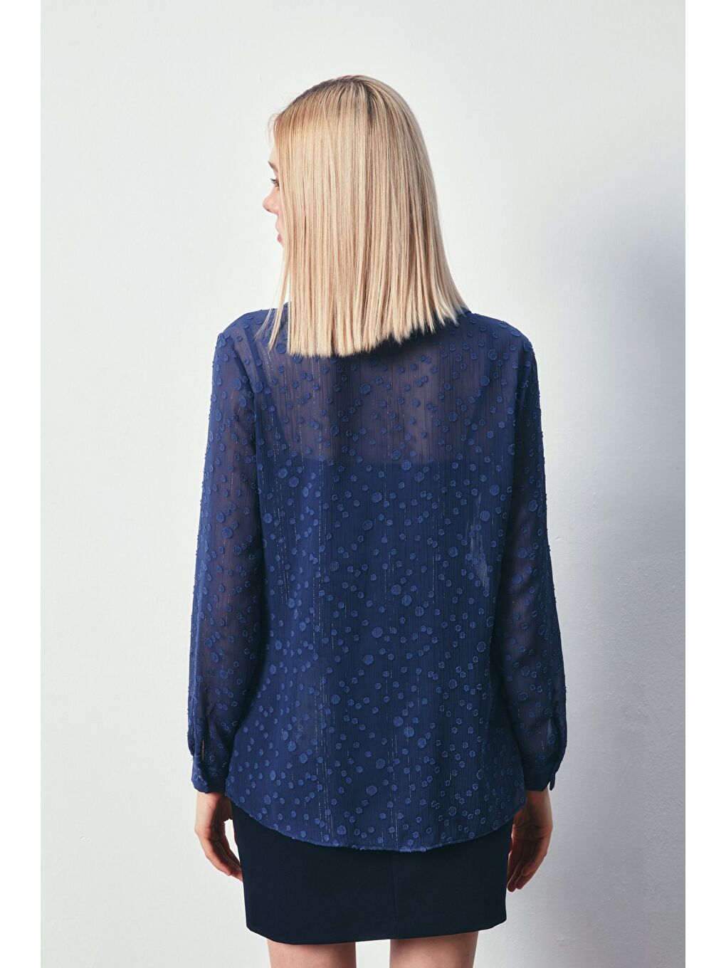 Desenli Klasik Gömlek - Lacivert-4