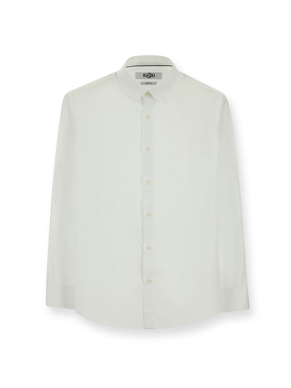 Beyaz Uzun Kol Slim Fit Dar Kesim Desenli Pamuk Gömlek-5