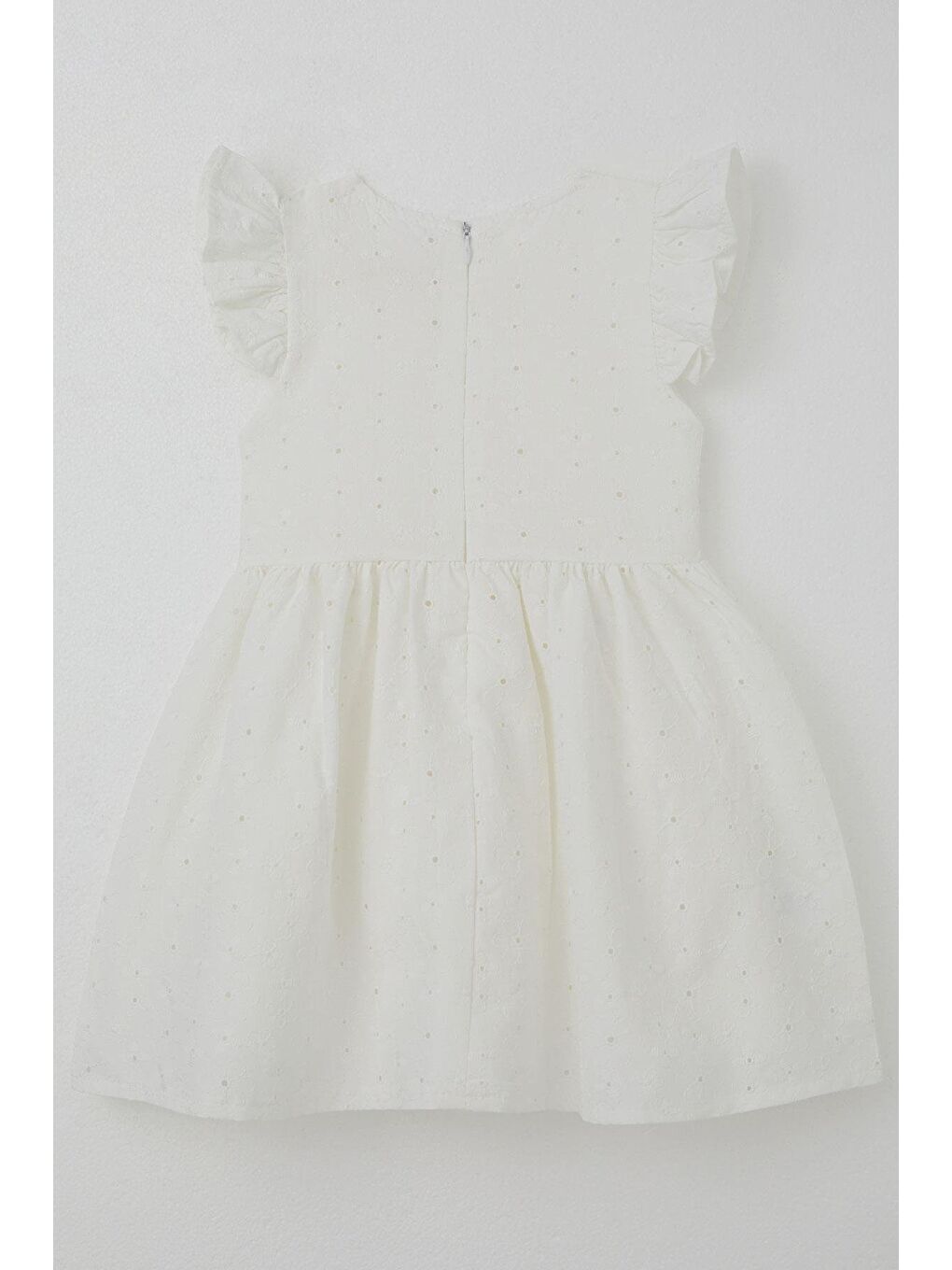 Kız Çocuk Elbise Çiçek Nakışlı Fiyonk Aksesuarlı Ekru (2-6 Yaş)-3