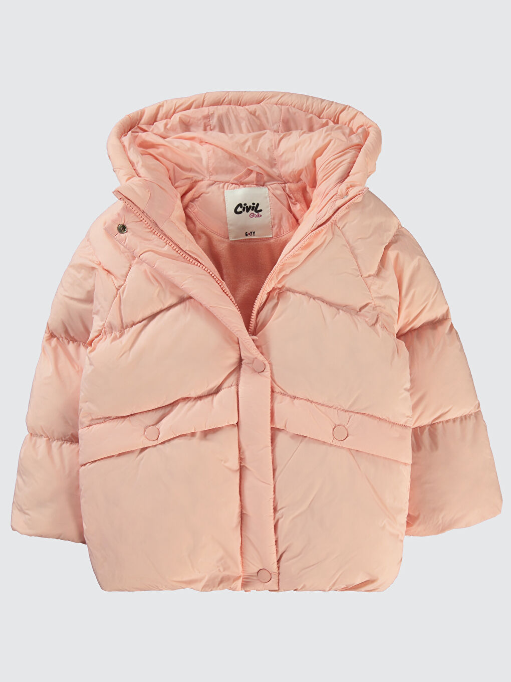 Pembe Kız Çocuk Mont 6-9 Yaş Pudra-1