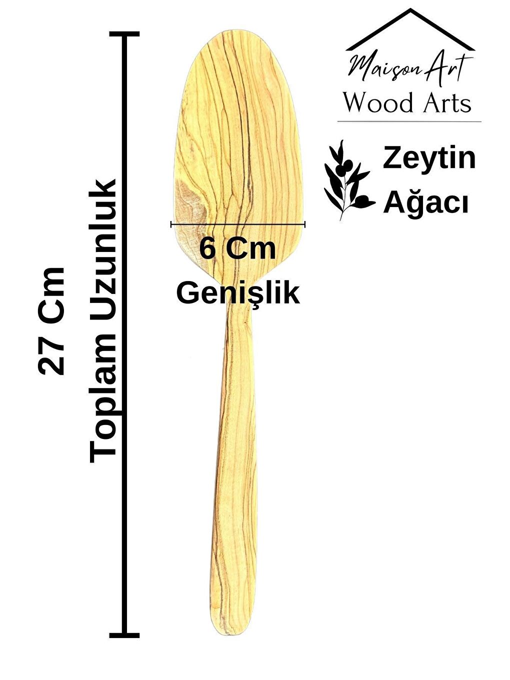MaisonArt Kahverengi Zeytin Ağacı Spatula | 1 Adet El Yapımı Ahşap Spatula - 2