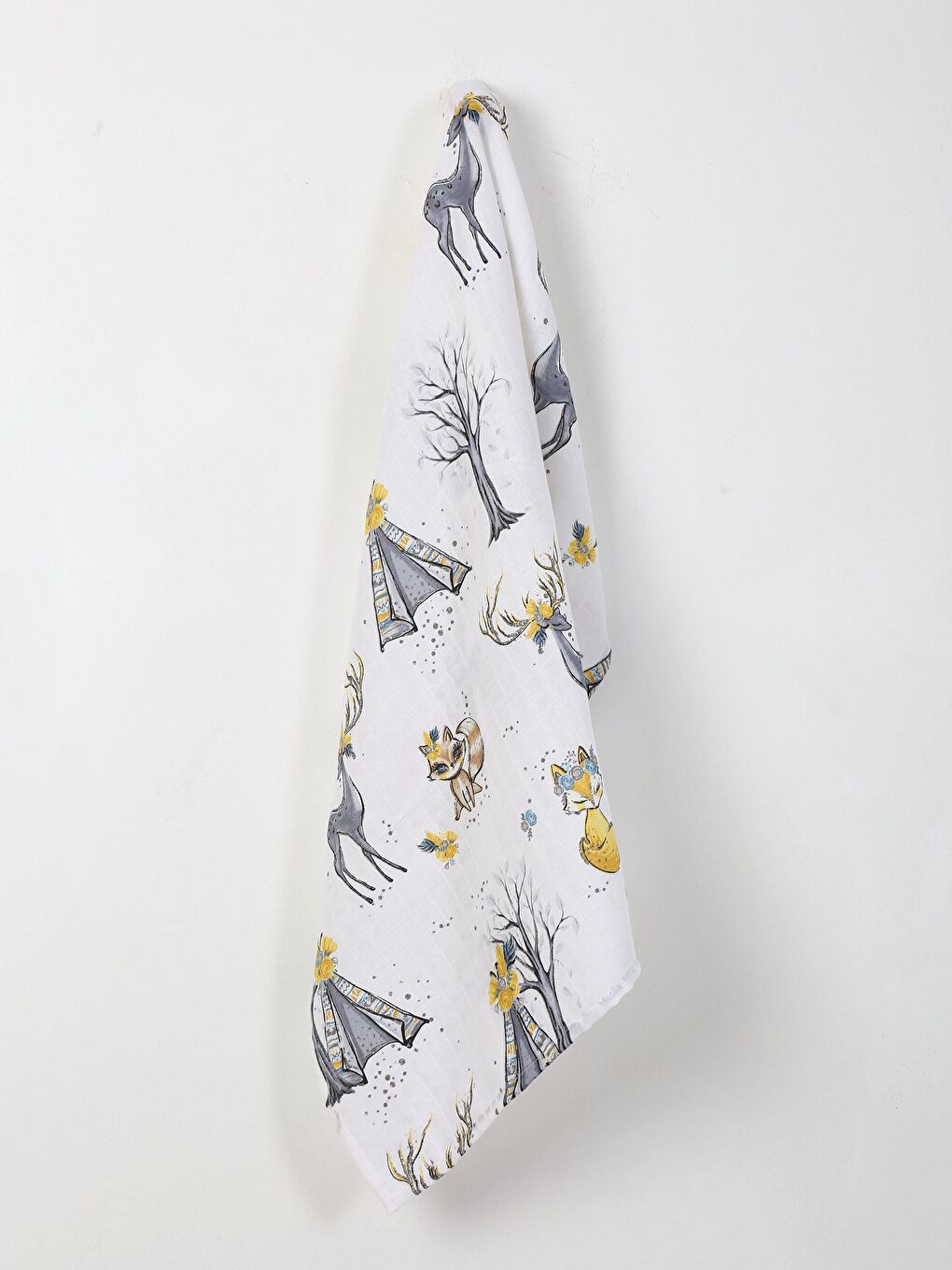 Luggi Baby Beyaz Baskılı Pamuklu Müslin Bebek Battaniyesi 80x100 Cm - 1