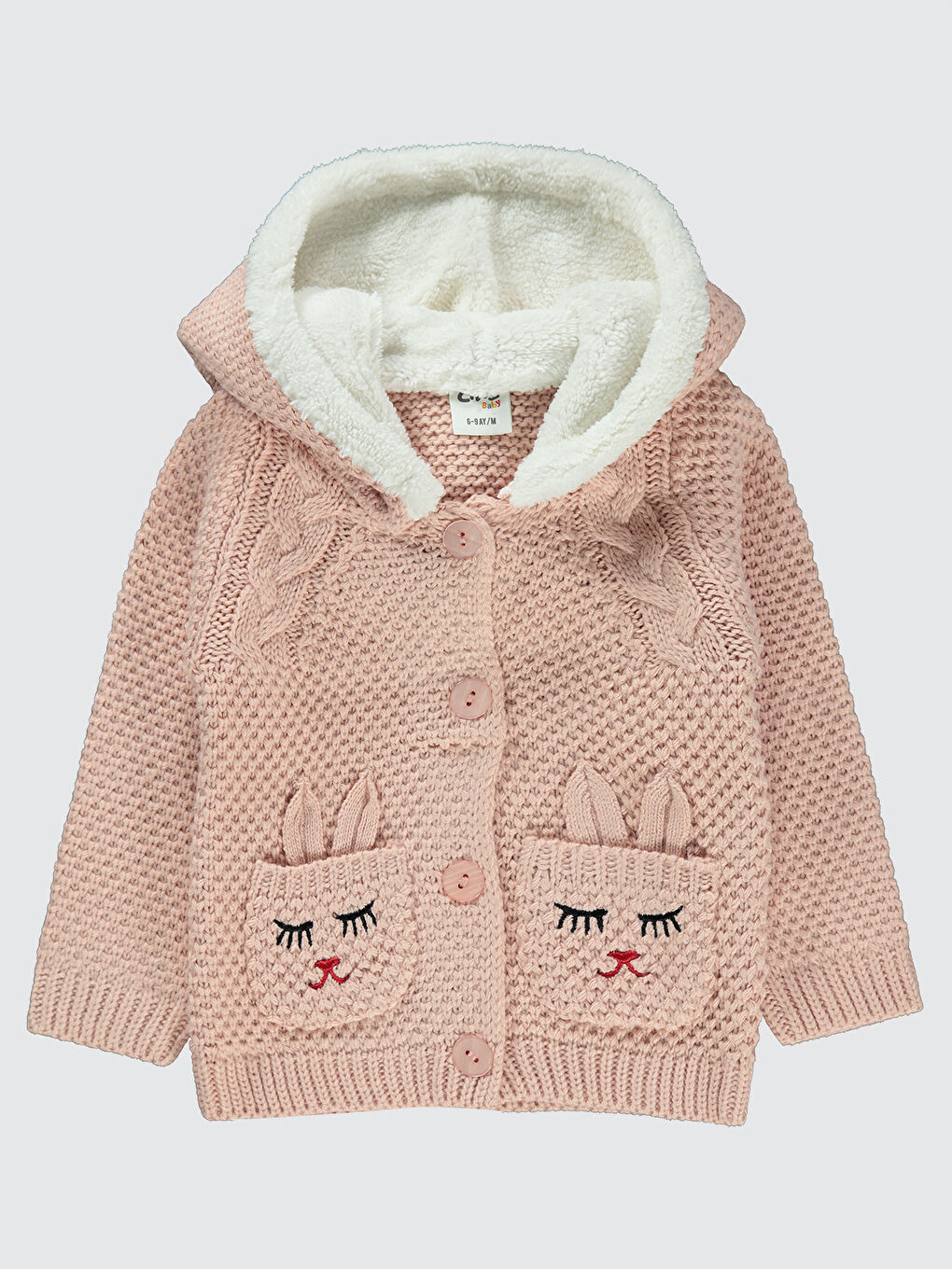 Pembe Kız Bebek Hırka 6-18 Ay Somon