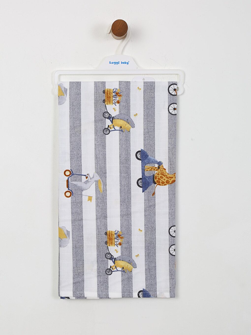 Gri Baskılı Pamuklu Müslin Bebek Battaniyesi 80x100 Cm