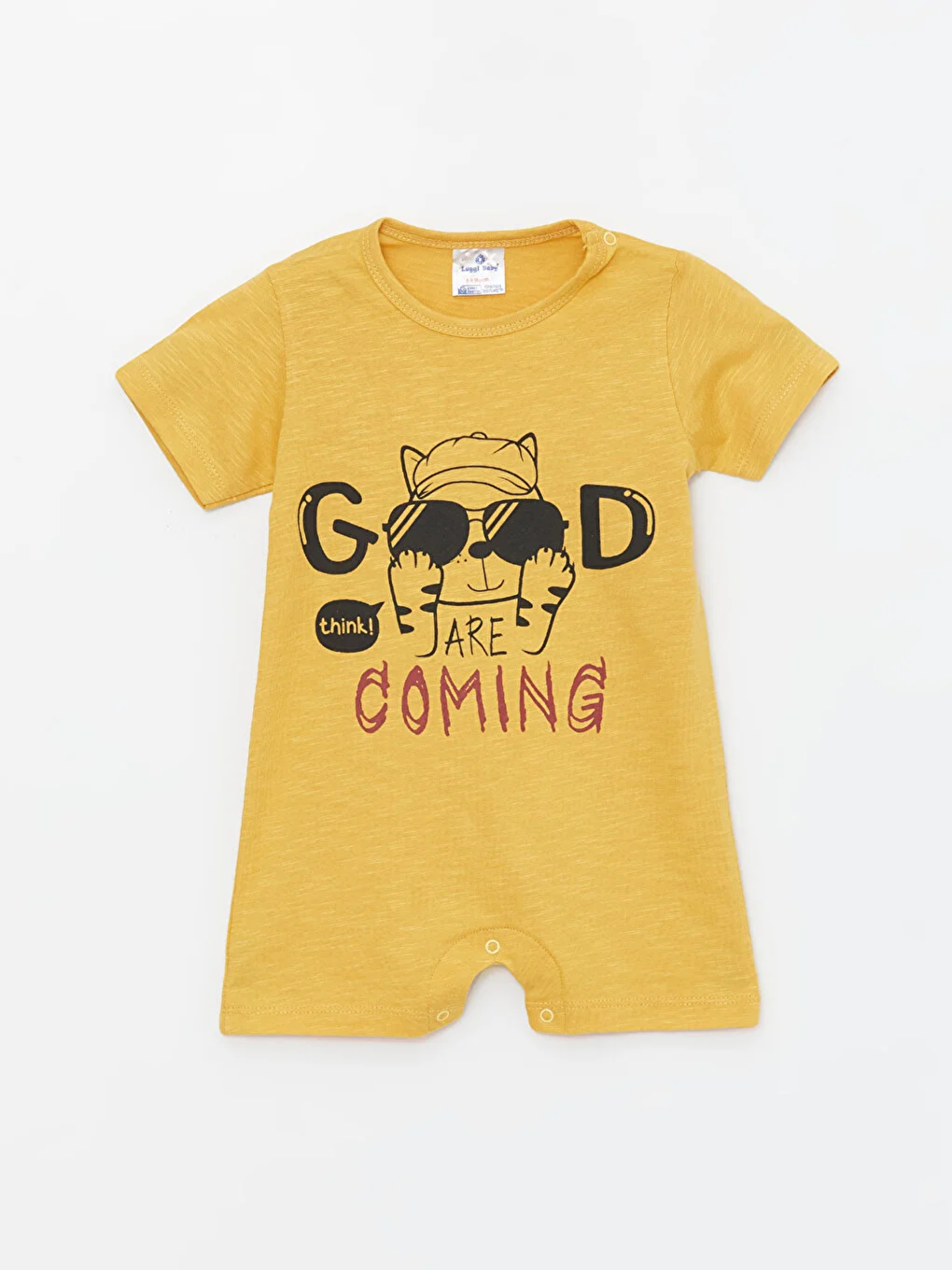 Sarı Bisiklet Yaka Baskılı Erkek Bebek Tulum