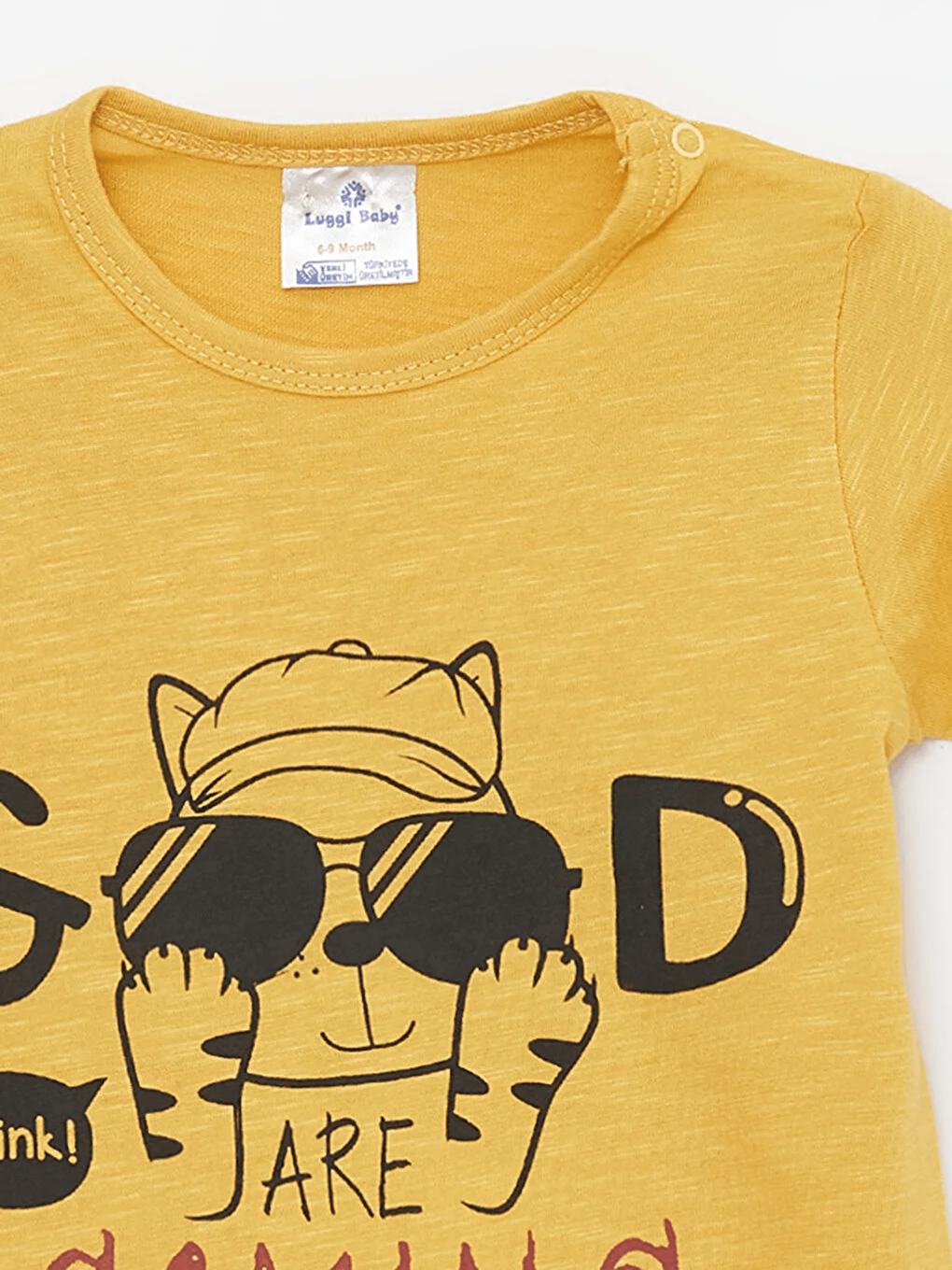 Sarı Bisiklet Yaka Baskılı Erkek Bebek Tulum-2