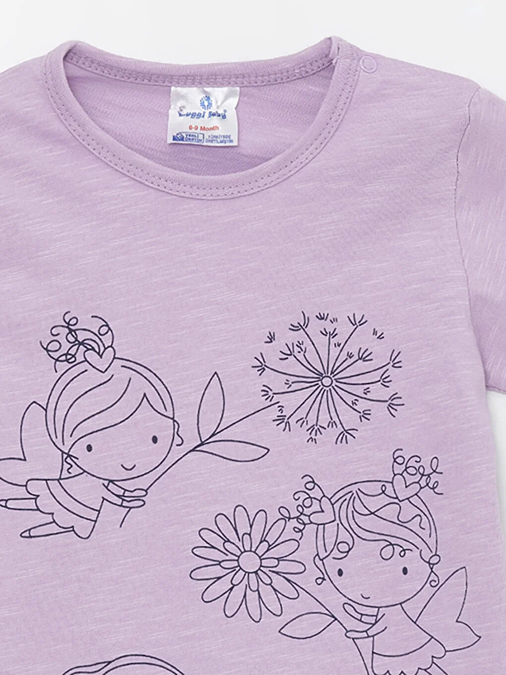 Lila Bisiklet Yaka Baskılı Kız Bebek Tulum-2