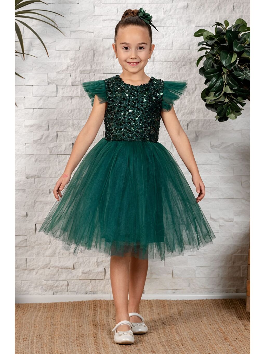 Pembe Tüllü Kız Çocuk KPL Elbise MNK0526