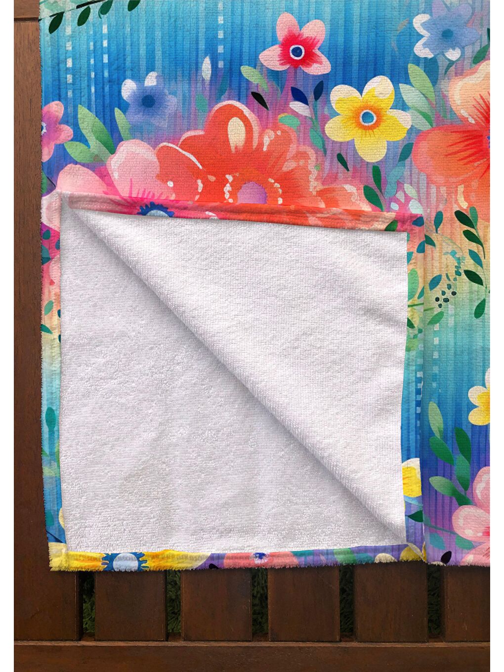 Karışık Baskılı Çiçek Desenli Plaj/havuz/banyo Havlusu 75x150 cm-3