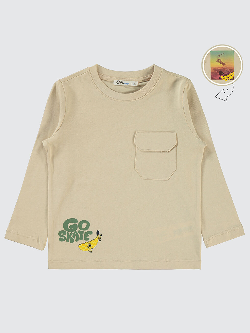 Bej Boys Erkek Çocuk Sweatshirt 2-5 Yaş Taş Rengi