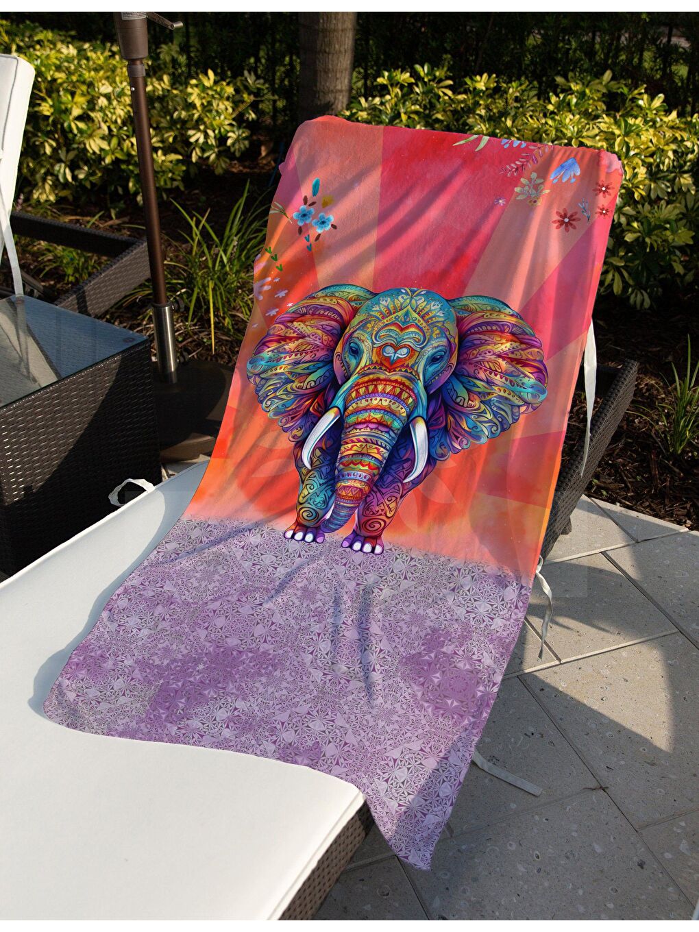 Karışık Baskılı Fil Desenli Plaj/havuz/banyo Havlusu 75x150 cm