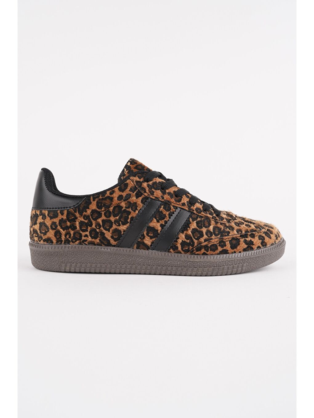 Sarı LEOPARD Kadın Ortopedik Günlük Bağcıklı Yürüyüş Leopar Desenli Sneaker Spor Ayakkabı-2