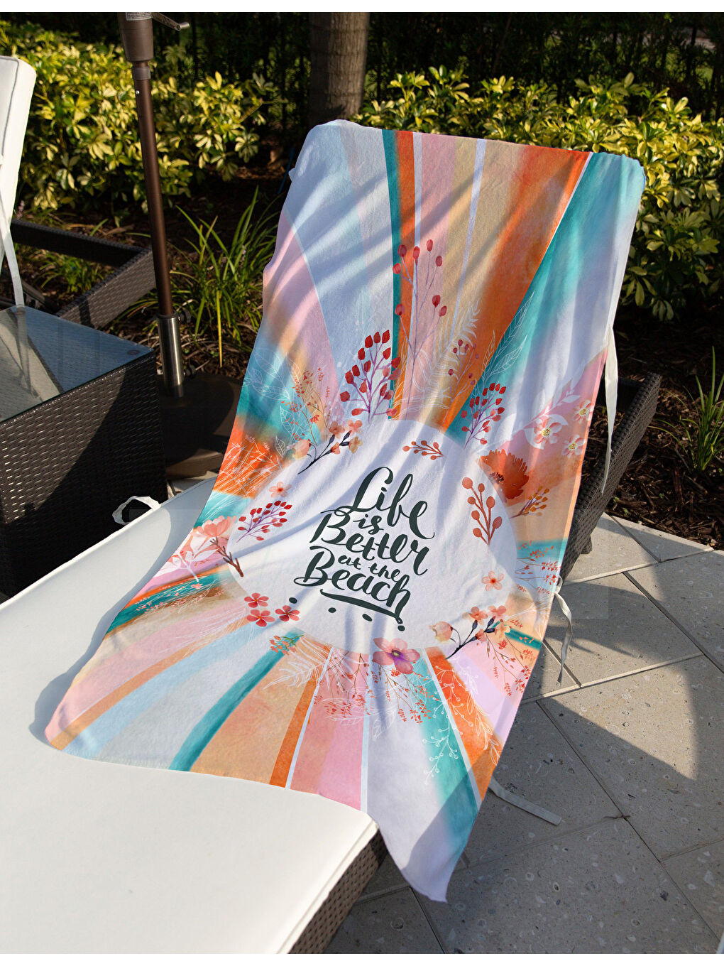 Karışık Baskılı Çiçek Desenli Plaj/havuz/banyo Havlusu 75x150 cm