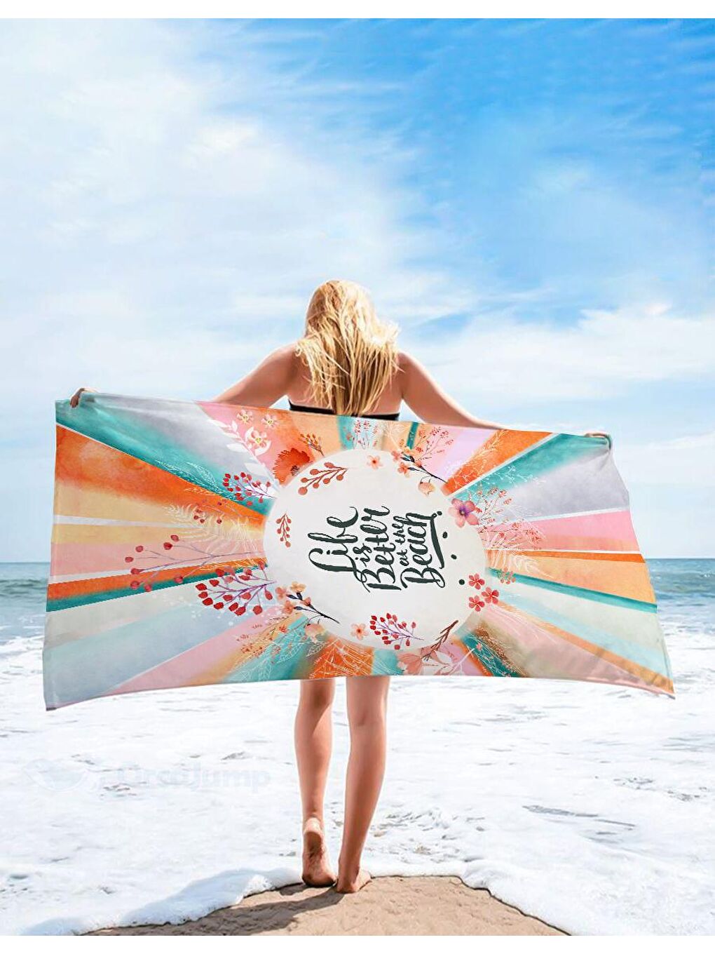 Karışık Baskılı Çiçek Desenli Plaj/havuz/banyo Havlusu 75x150 cm-1