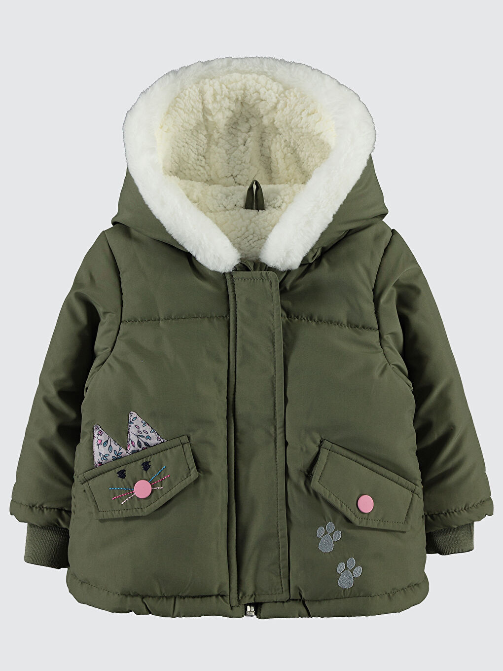 Baby Kız Bebek Kapüşonlu Mont 6 18 Ay Haki