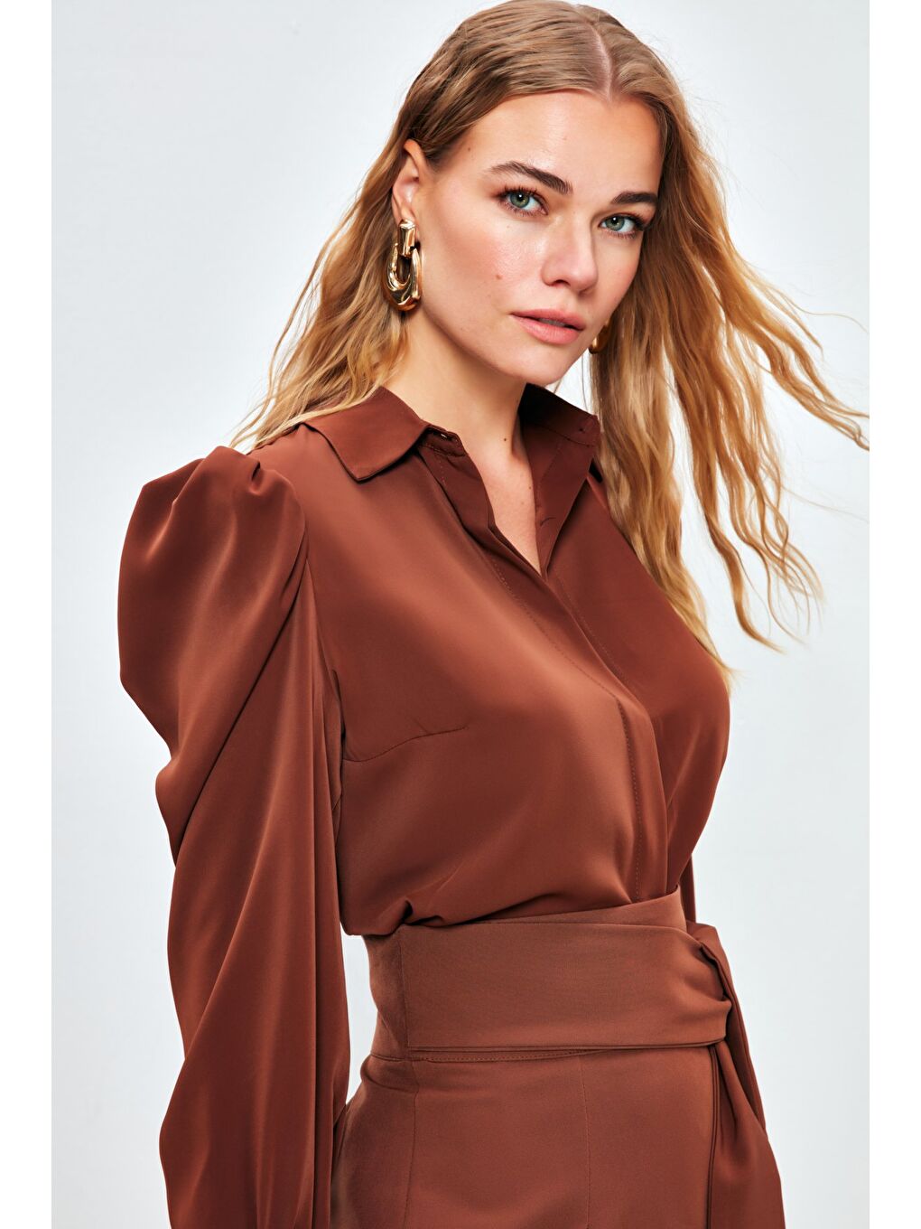 Kahverengi Vatkalı Klasik Gömlek - Kahve-1