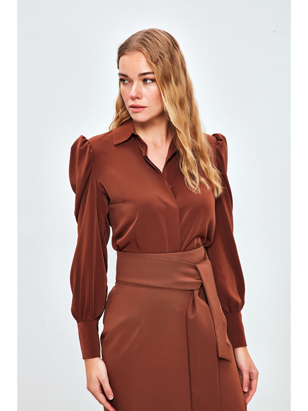 Kahverengi Vatkalı Klasik Gömlek - Kahve-2