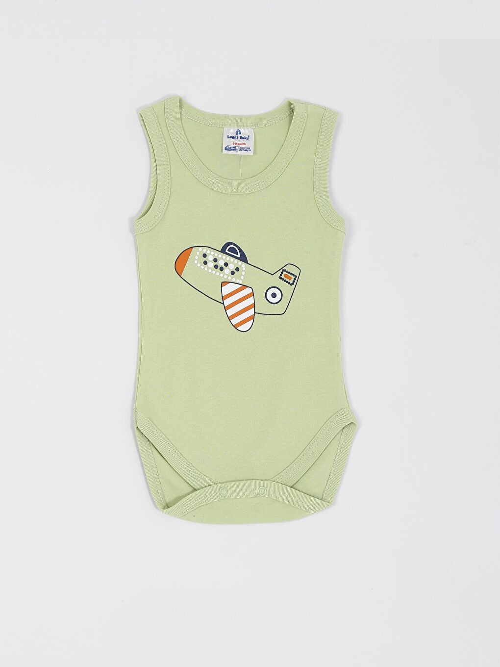 Ekru Bisiklet Yaka Baskılı Erkek Bebek Çıtçıtlı Body 2'li-1