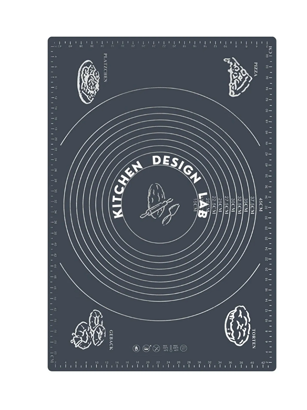 Gri Silikon Hamur Açma Matı 45 X 65 Cm, 32 Cm Pizza Tepsisi Ve Ahşap Saplı Hamur Açıcı-4