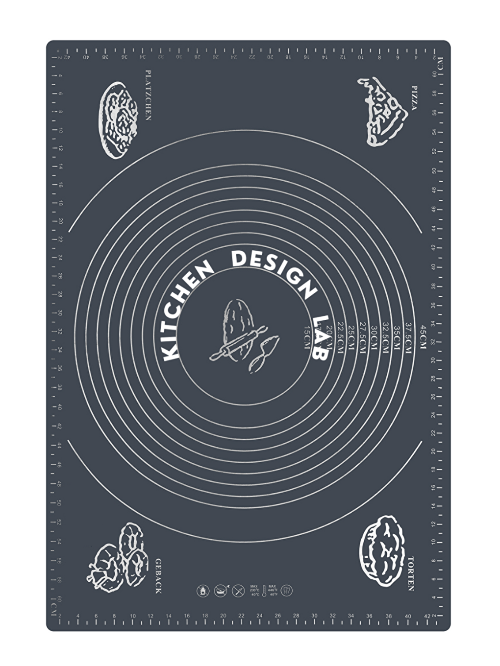 Gri Silikon Ölçülü Çok Amaçlı Hamur Açma Matı 45 cm X 65 Cm