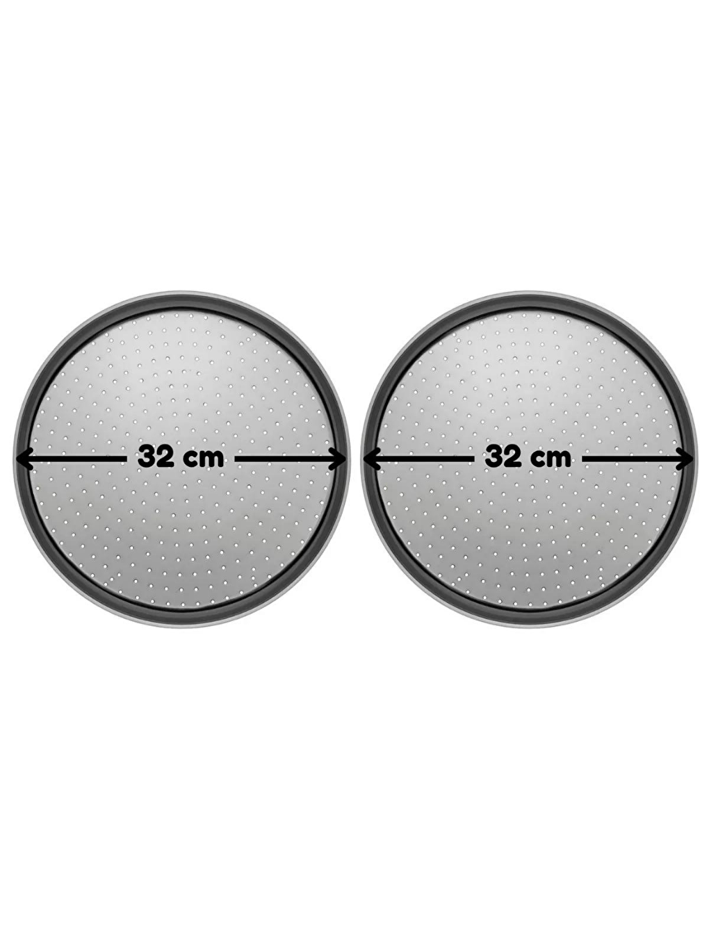 Gri Orta Boy Delikli Pizza Tepsisi Lahmacun Pide Tepsisi 32 Cm 1 Adet Orta Boy Delikli Pizza Tepsisi-1