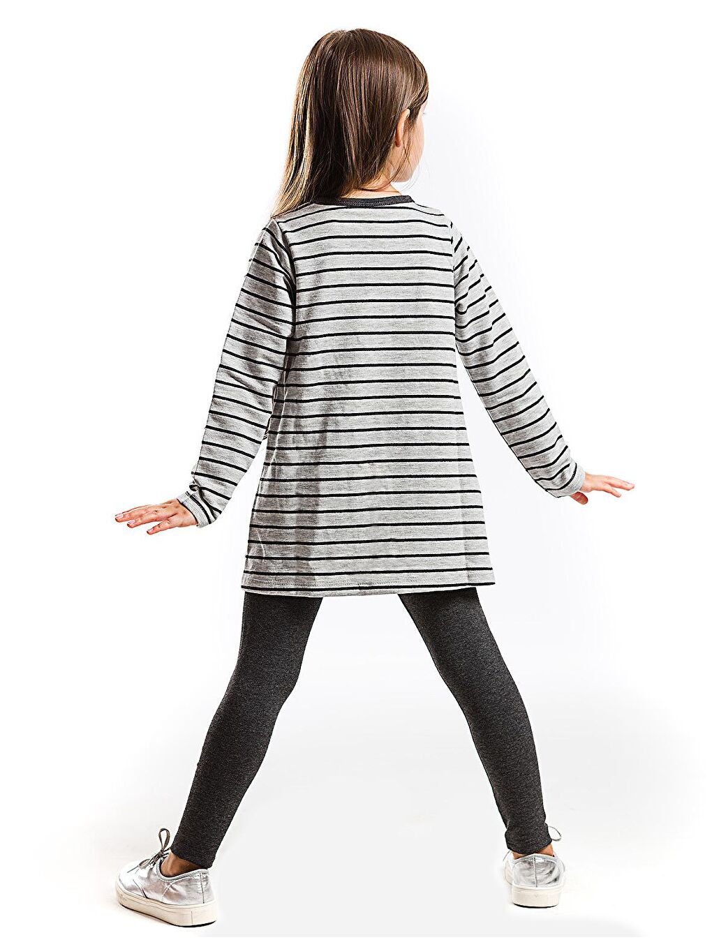Gri Çizgili Kedicik Tunik Takım-1