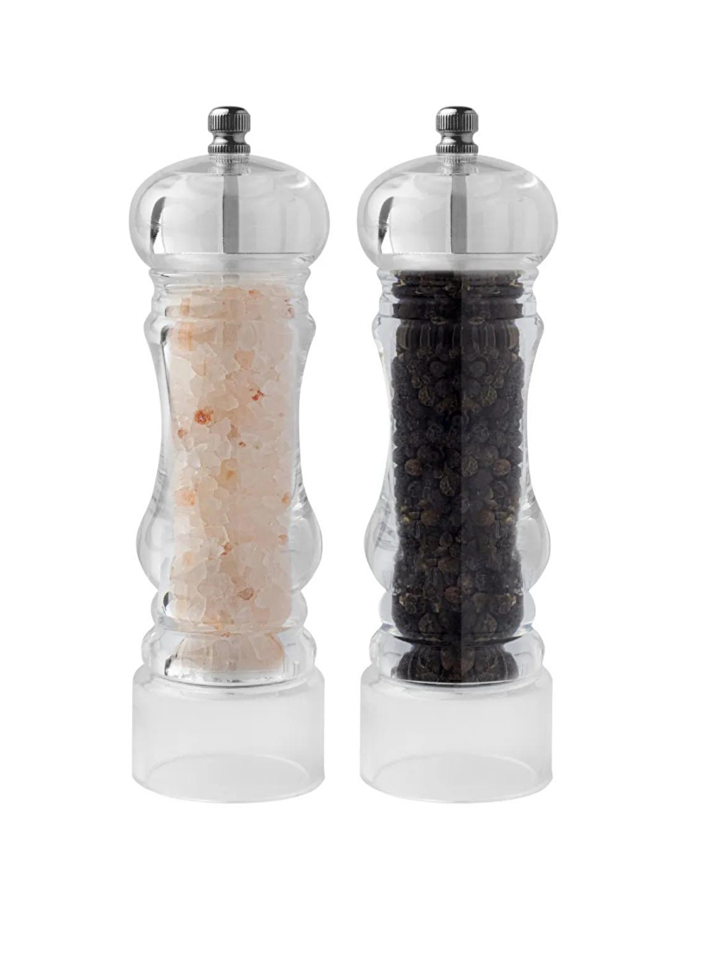 Renksiz Akrilik Baharat Öğütücüsü, 14 Cm 2 Adet, Tuz Karabiber Değirmeni Öğütücü