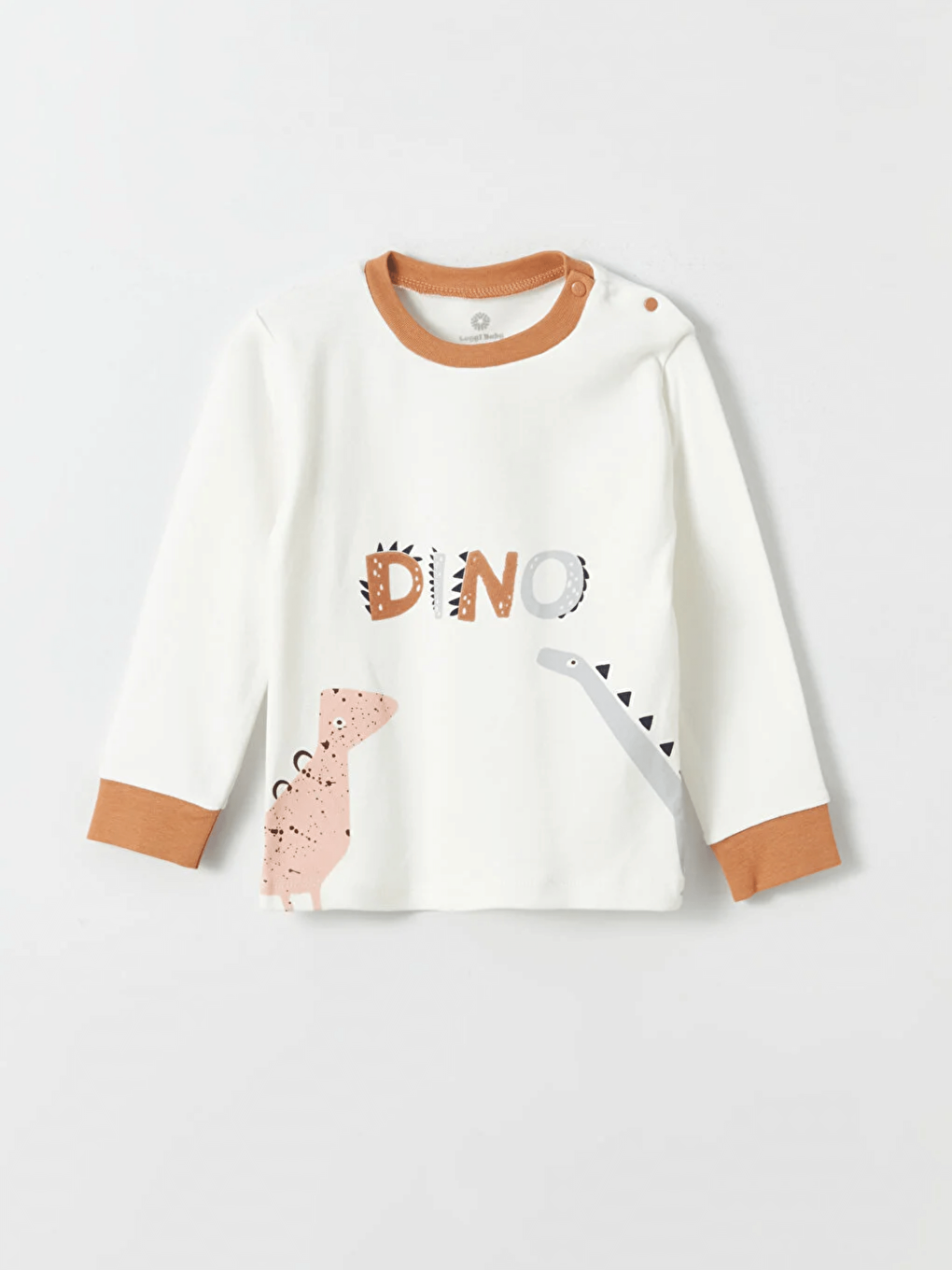 Kahverengi Bisiklet Yaka Baskılı Erkek Bebek 2'li Takım-1