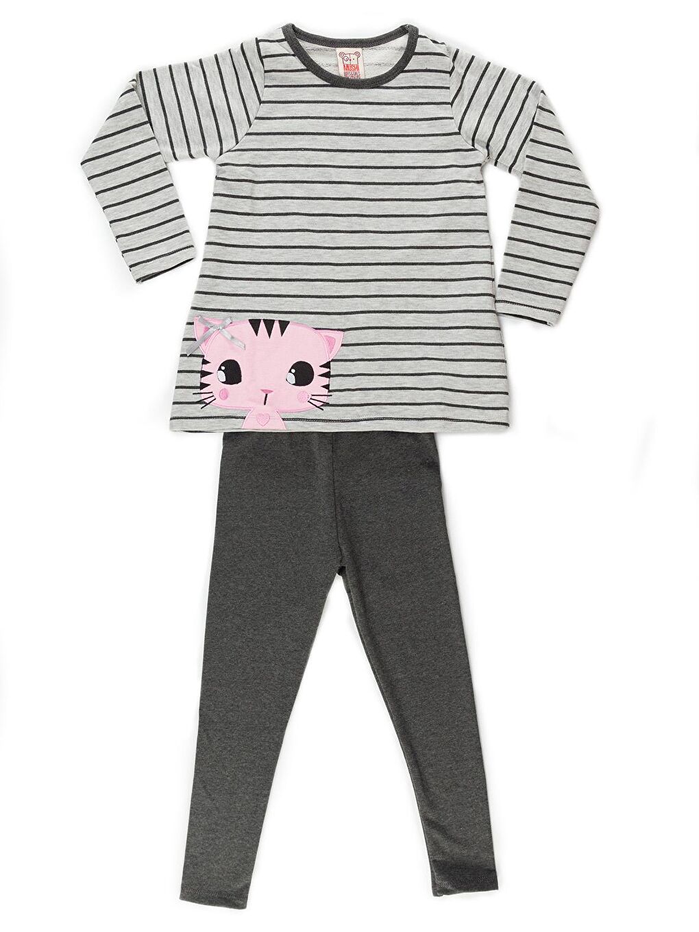 Gri Çizgili Kedicik Tunik Takım-2