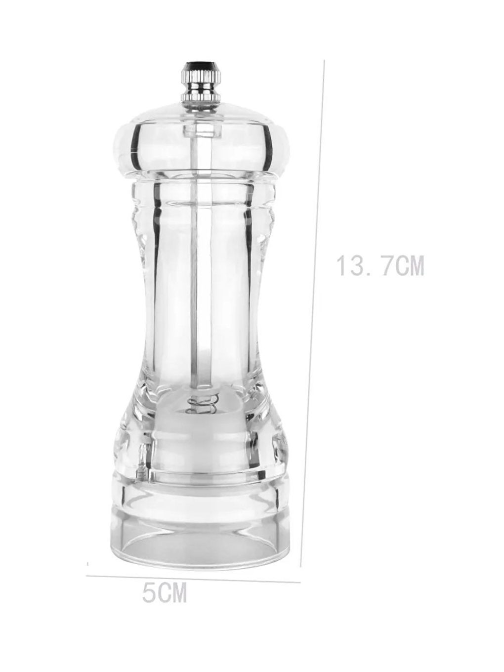 Renksiz Akrilik Baharat Öğütücüsü, 14 Cm 2 Adet, Tuz Karabiber Değirmeni Öğütücü-5