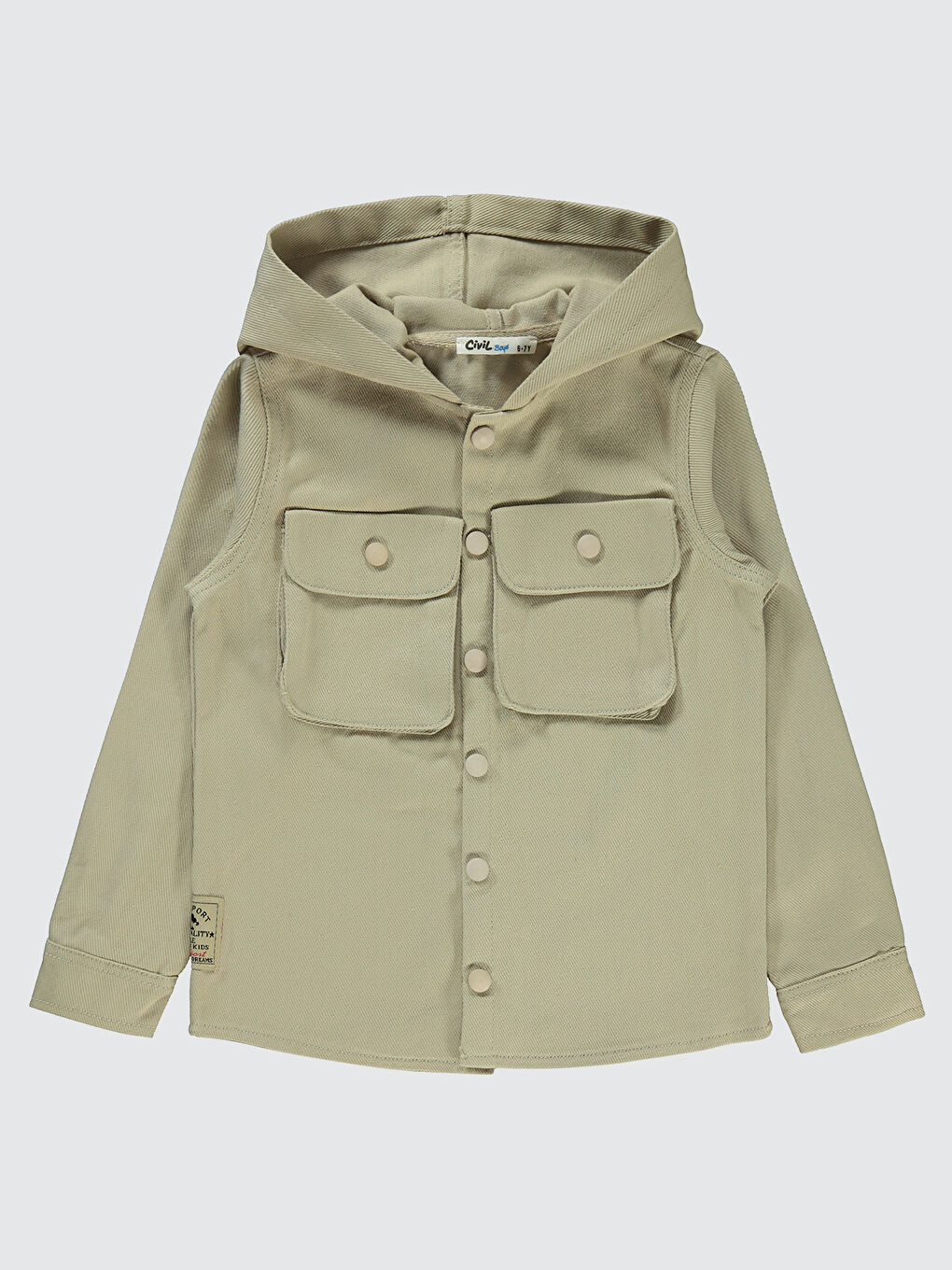 Bej Erkek Çocuk Gömlek Ceket  6-9 Yaş Taş Rengi