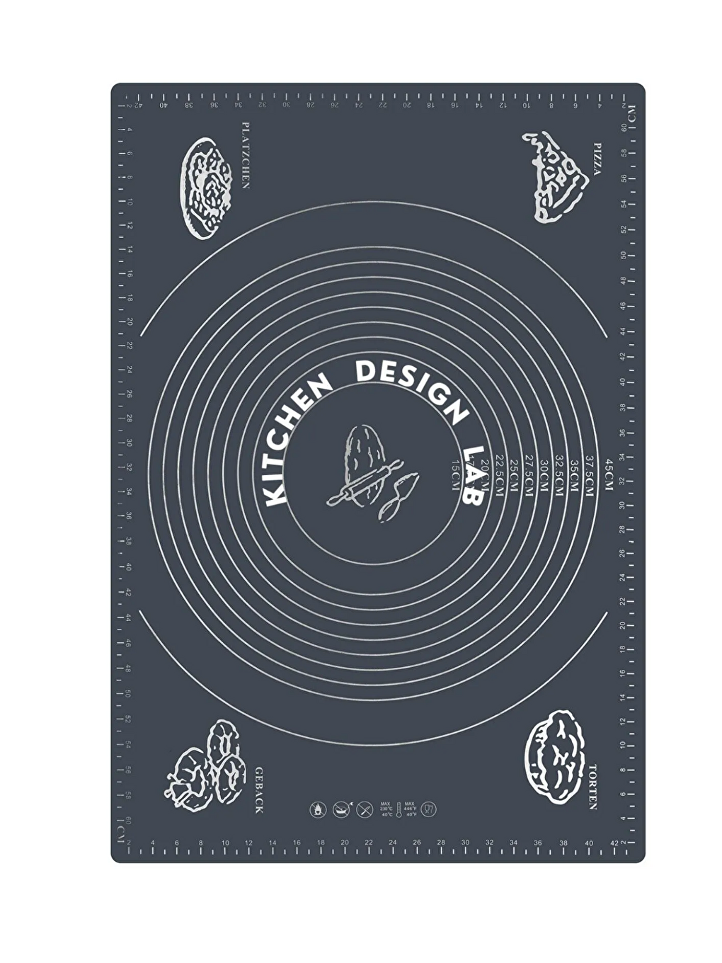 2'li Set Gri 45x65 Cm Silikon Hamur Açma Matı Ve Pizza Tepsisi 32 Cm-3