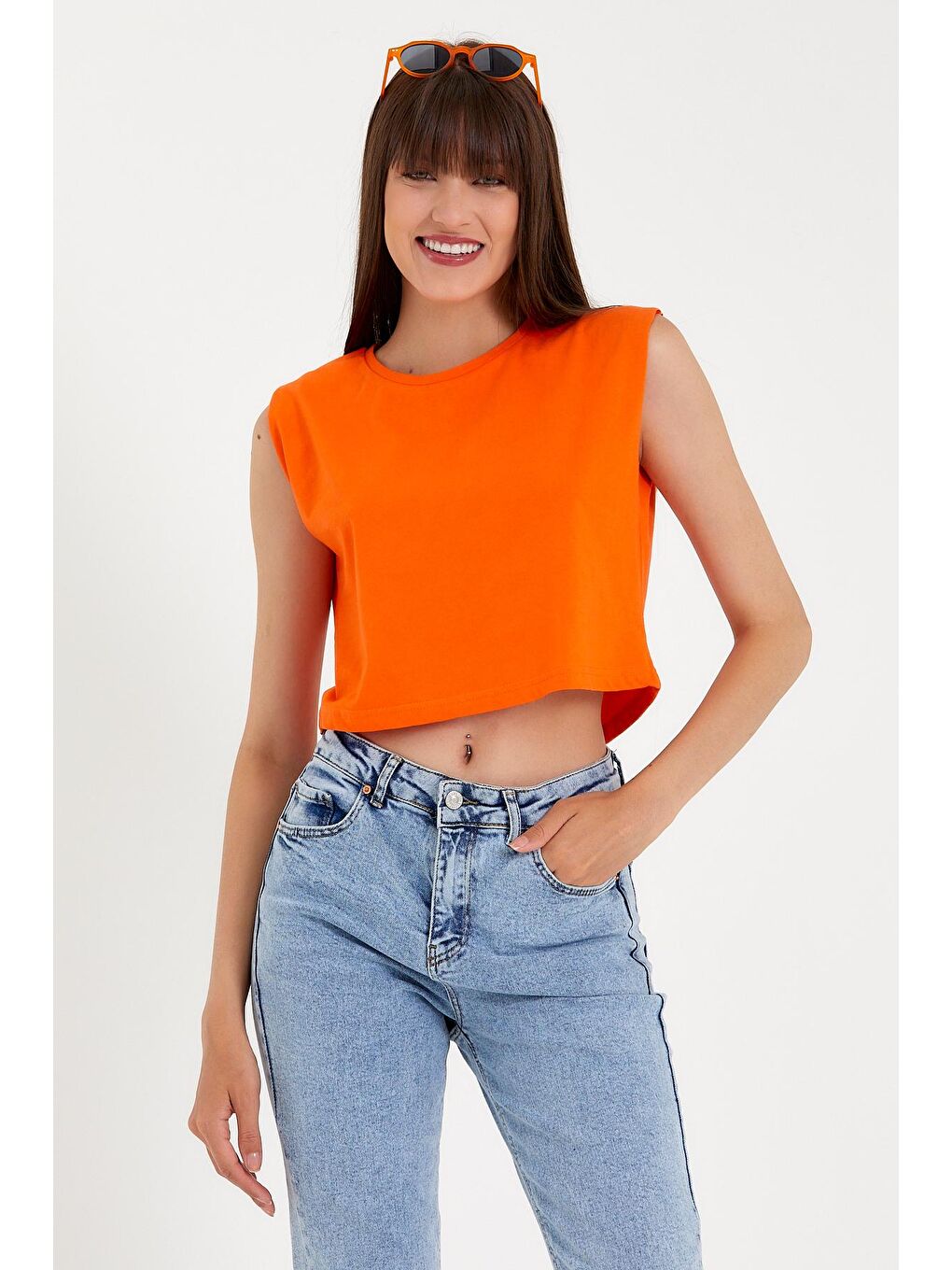 Süperlife Turuncu Kadın Regular Fit Crop Tişort SPR22TSK128 - 2