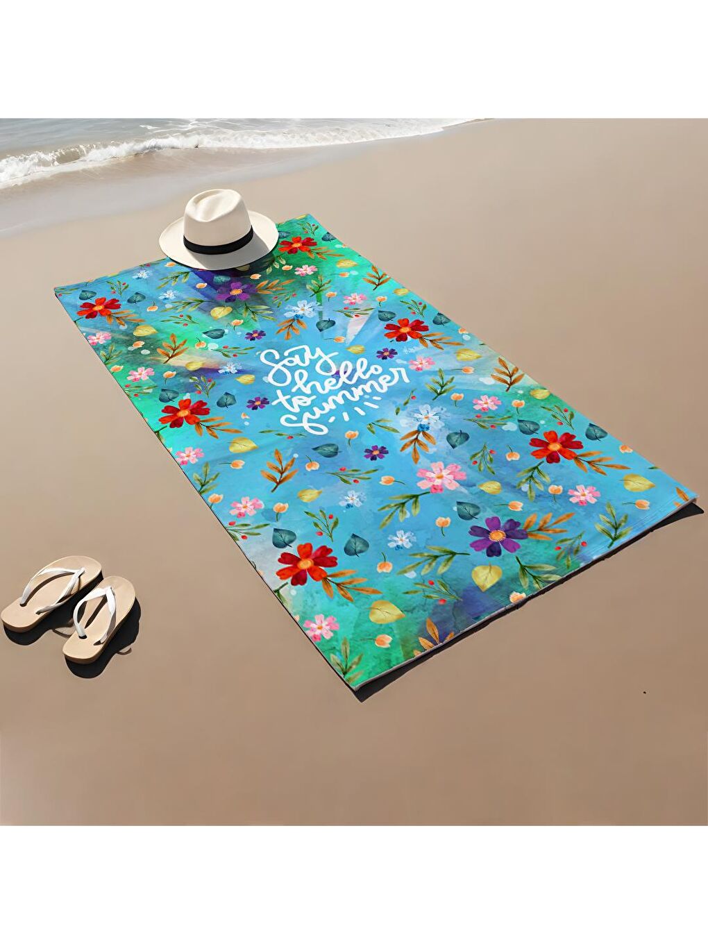 Karışık Baskılı Çiçek Desenli Plaj/havuz/banyo Havlusu 75x150 cm-1