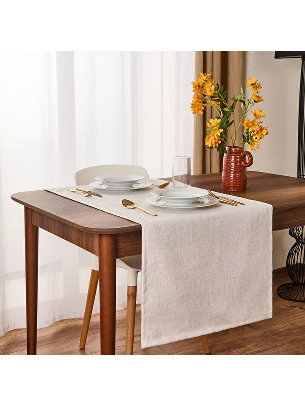 Soft Bella Keten Runner - Bej - 50x140 cm