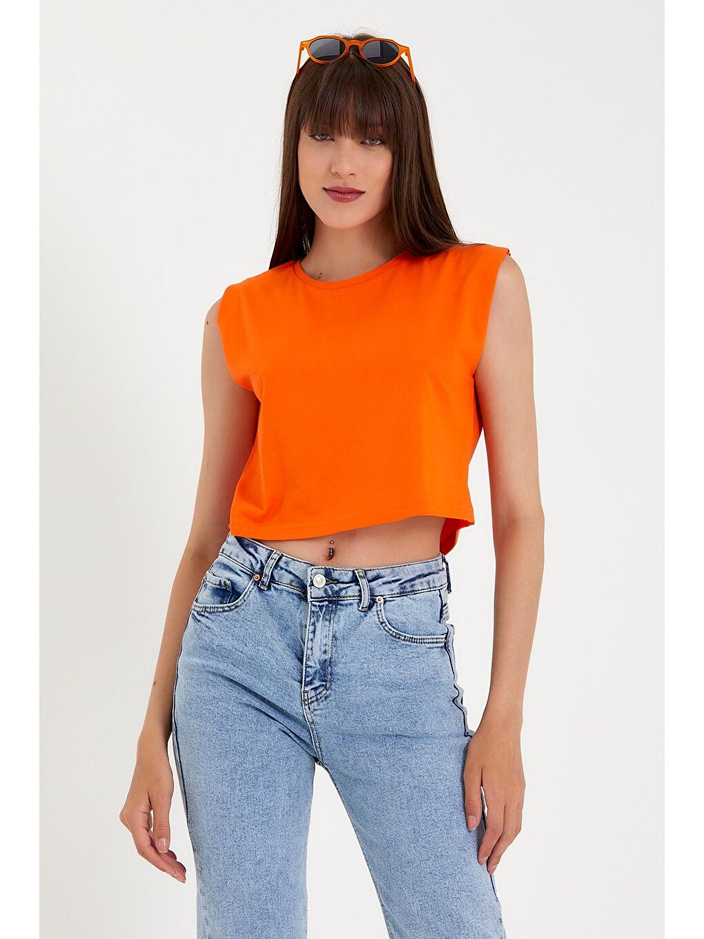 Süperlife Turuncu Kadın Regular Fit Crop Tişort SPR22TSK128 - 4