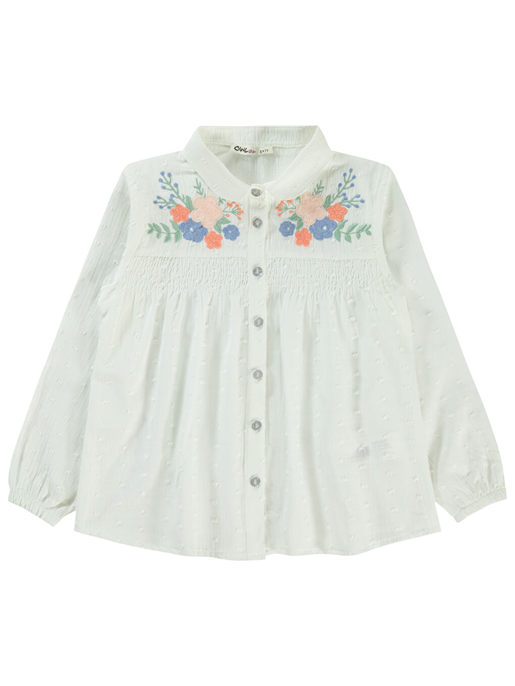 Girls Kız Çocuk Gömlek 6-9 Yaş Ekru