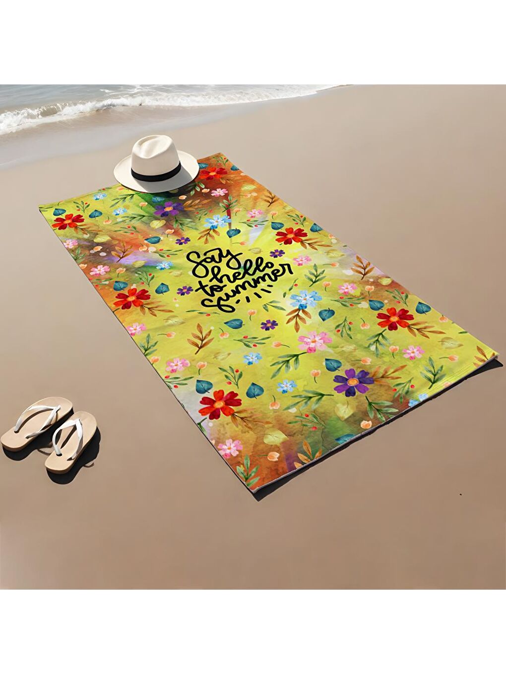 Karışık Baskılı Çiçek Desenli Plaj/havuz/banyo Havlusu 75x150 cm-2