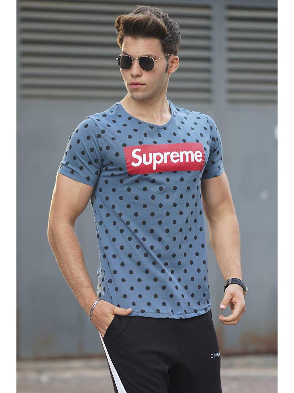 İndigo Benekli Erkek Tişört 2640