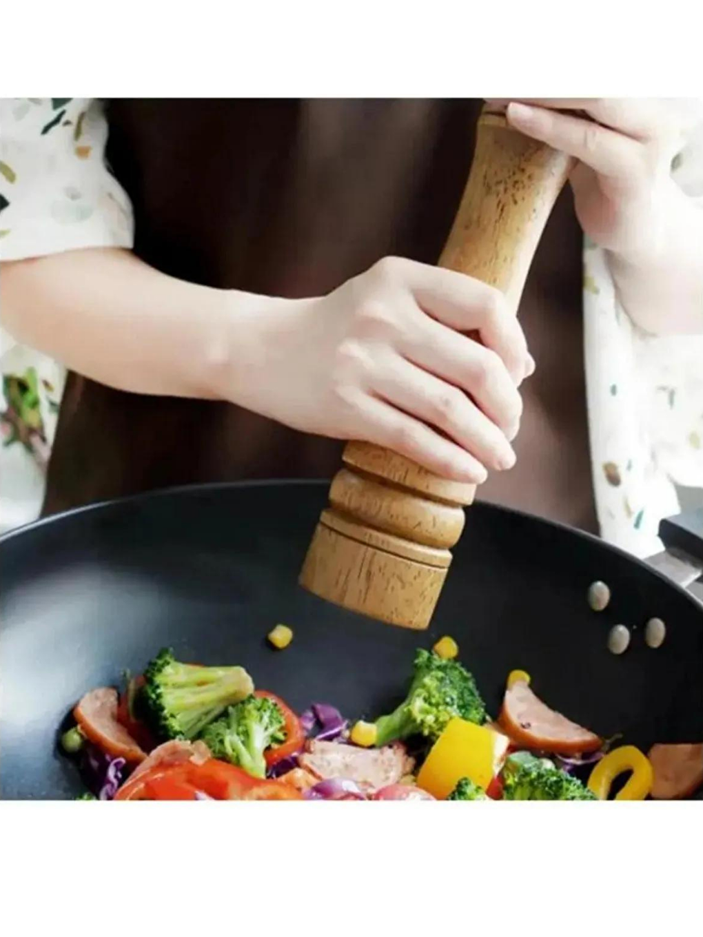 Kitchen Design Lab Kahverengi Bambu Gövdeli Komple Ahşap Baharat Öğütücüsü Büyük Boy 27 cm 2 Adet - 2