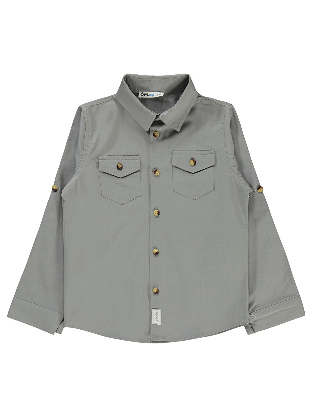 Boys Erkek Çocuk Tişörtlü Gömlek 6-9 Yaş Gri-1