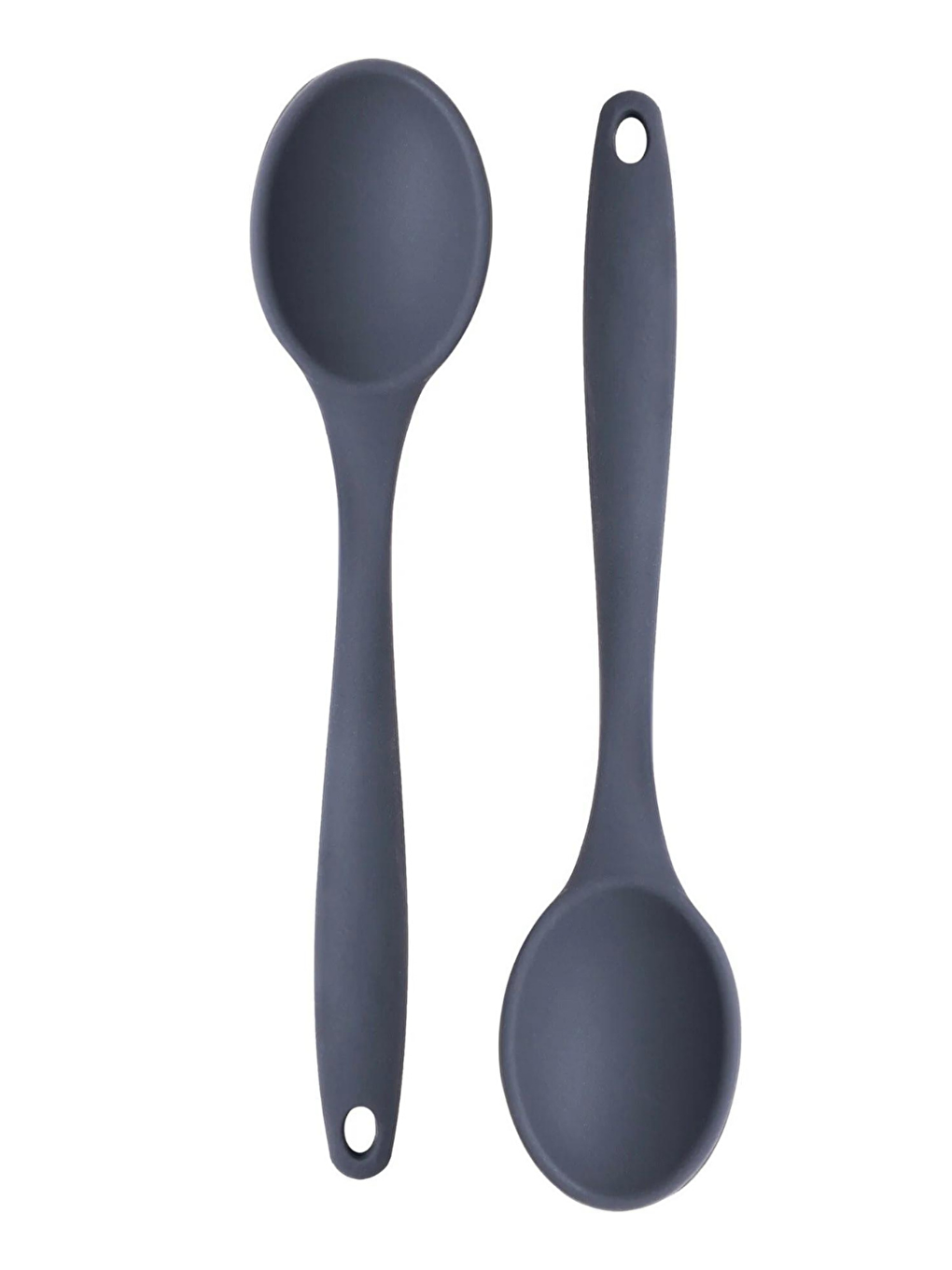 Büyük Boy Yanmaz Yapışmaz Silikon Antrasit Kaşık Seti 3 Adet-2