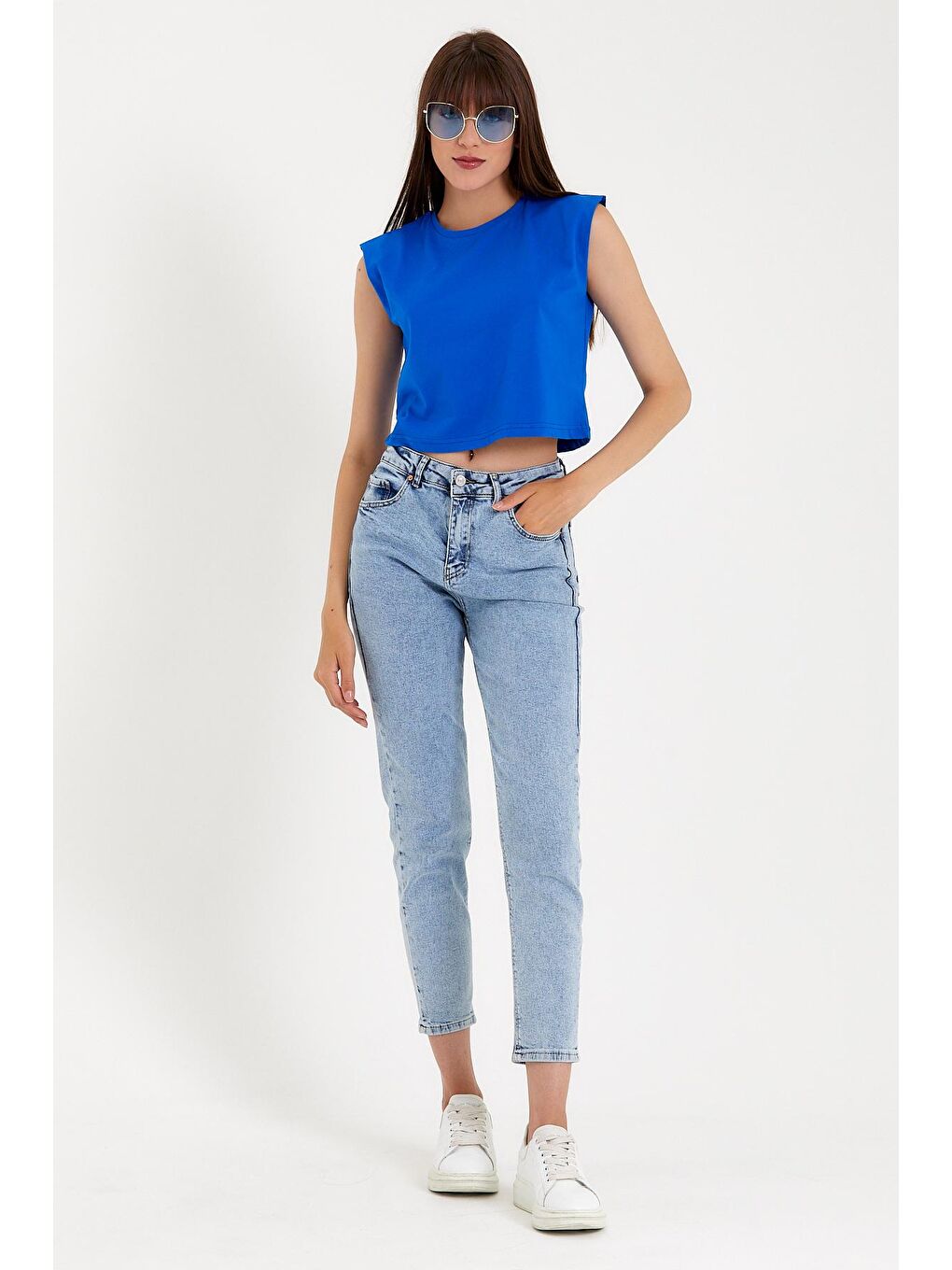 Süperlife Saks Kadın Regular Fit Crop Tişort SPR22TSK128