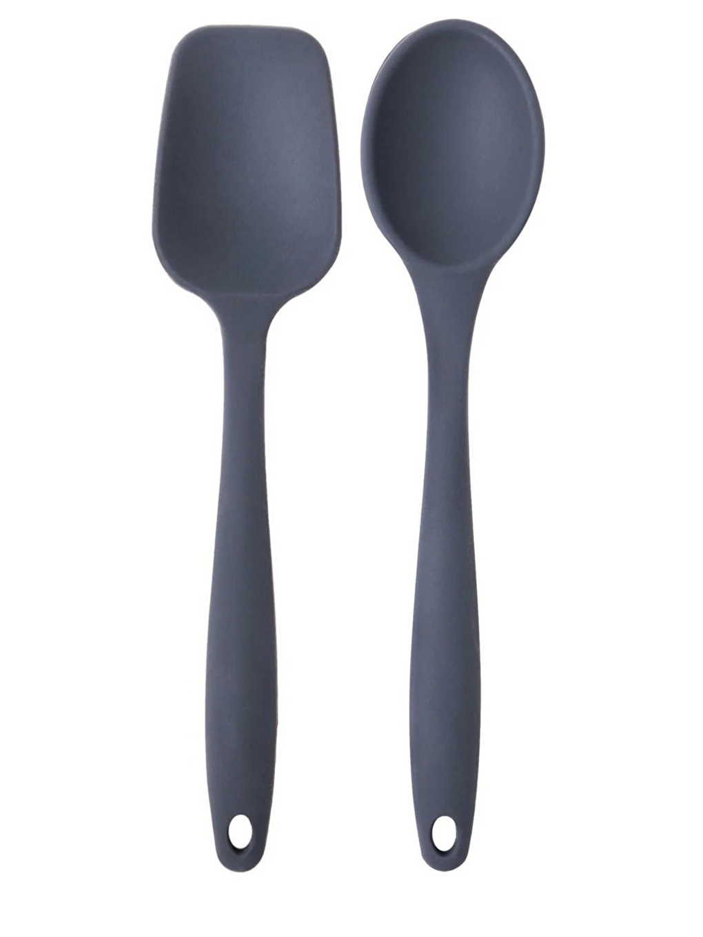Büyük Boy Yanmaz Silikon Düz Yassı Kaşık Spatula Seti 3 ParçaSpatula Kaşık Antrasit 3 Adet-4