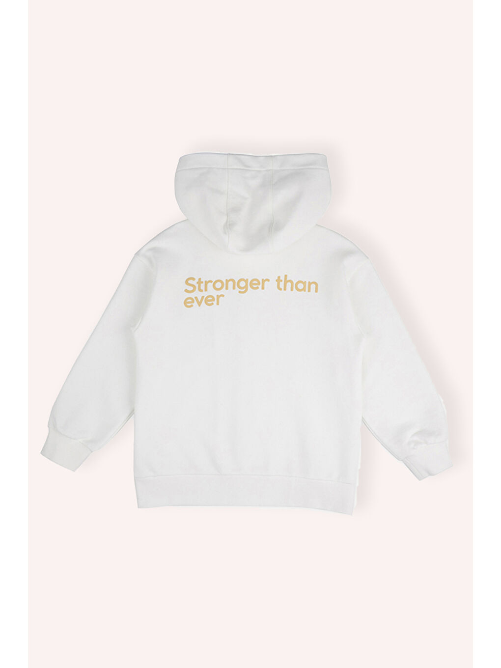 Erkek Çocuk Fermuarlı Kapüşonlu Ön Ve Arka Bedeni Nakışlı Ekru Sweatshirt-3