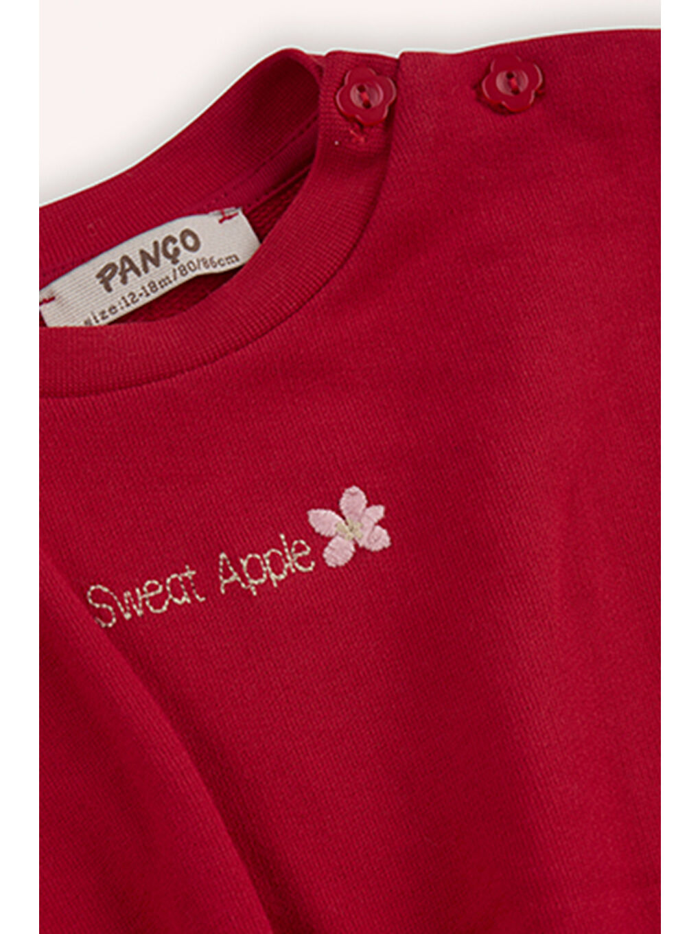 Kız Bebek Nakış Detaylı Kırmızı Sweatshirt-2