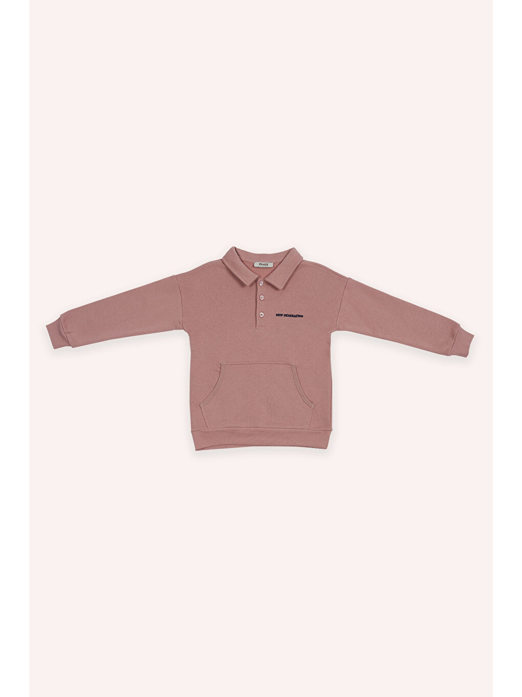 Pembe Erkek Çocuk Yakalı Gül Rengi Sweatshirt