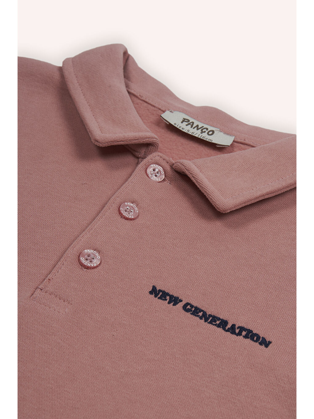 Pembe Erkek Çocuk Yakalı Gül Rengi Sweatshirt-2