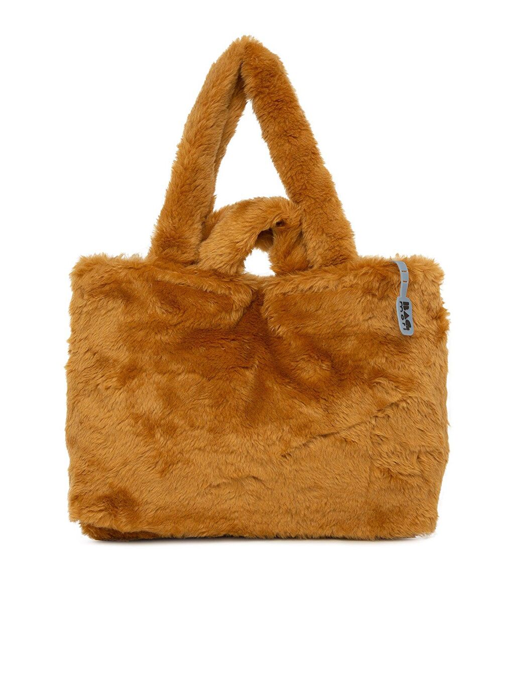 Kahverengi Çift Askılı Tüylü Tote Büyük Çanta